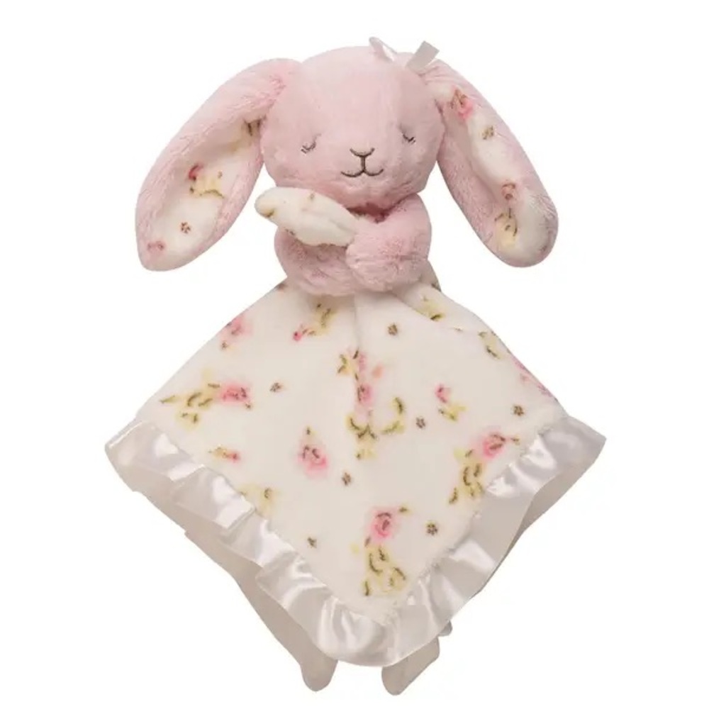 Little Me Pink Bunny Floral Snuggle Blanket Lovey Rattle NWT
